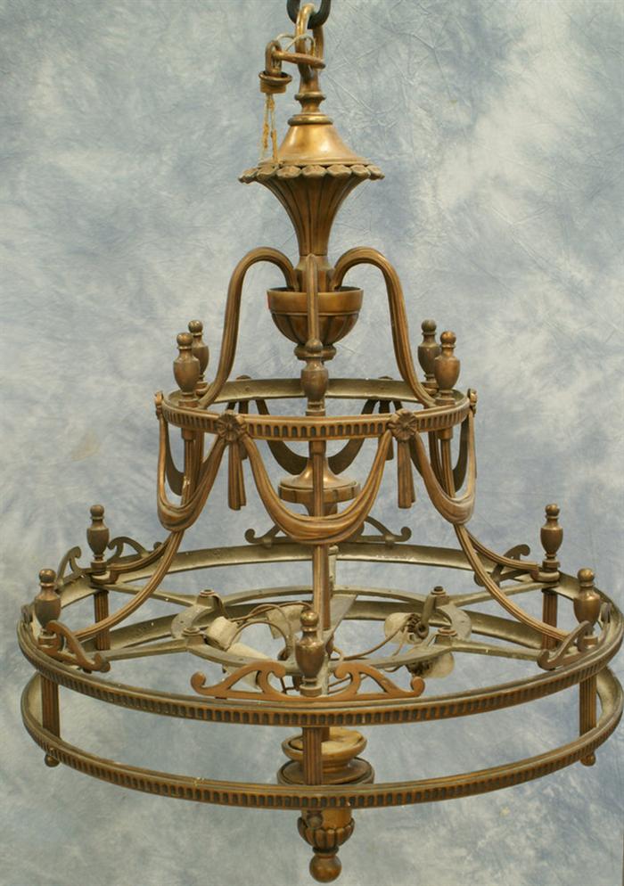 Ornate bronze  chandelier, 24" d,