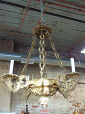 ORNATE BRONZE HANGING FIXTURE,
