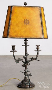 ORNATE BRONZE THREE-ARM TABLE
