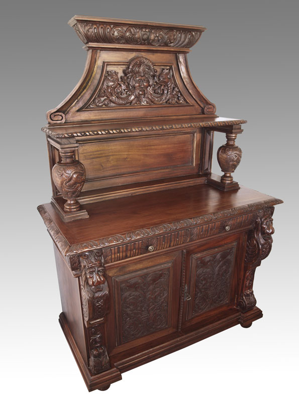 ORNATE CARVED MAHOGANY SIDEBOARD:
