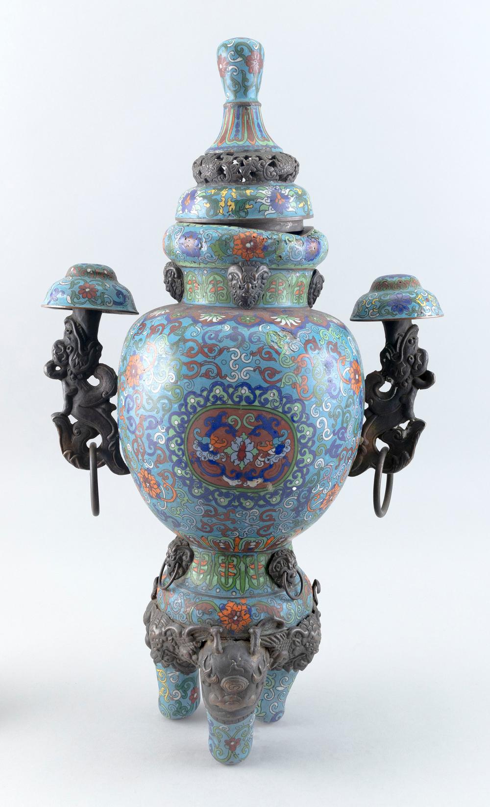 ORNATE CHINESE CLOISONNE ENAMEL AND