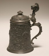 Ornate Continental pewter stei