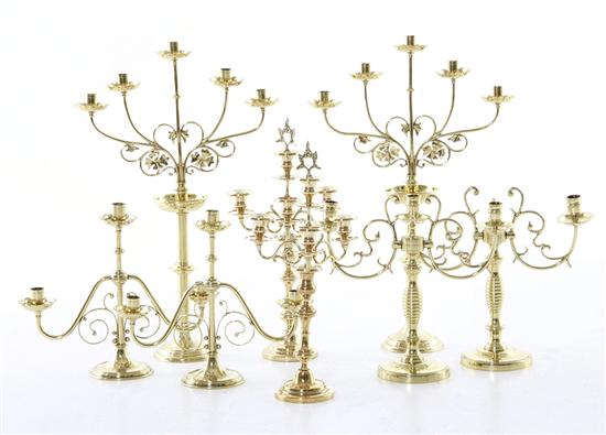 Ornate English brass candelabra