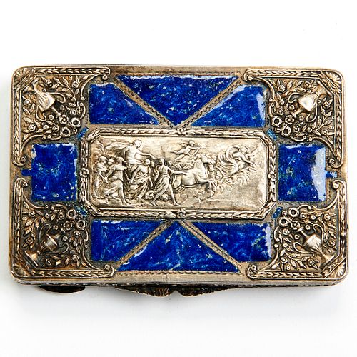 ORNATE FAUX LAPIS ENAMEL STERLING