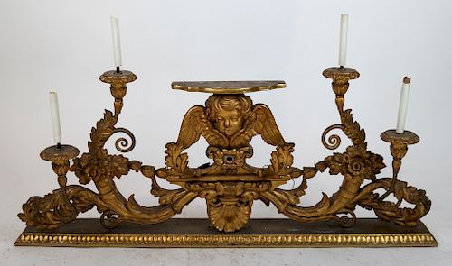 ORNATE GILT-WOOD FOUR LIGHT