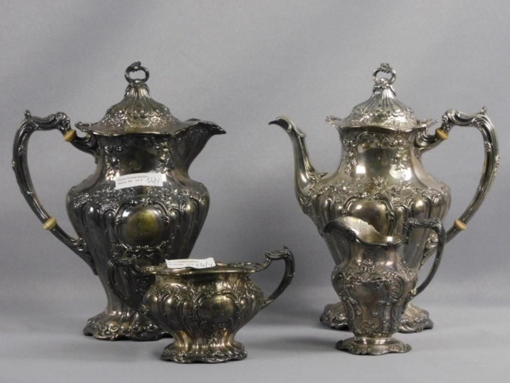 ORNATE GORHAM 4-PIECE TEA SET, TO