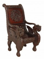 ORNATE JAPANESE CARVED HARDWOO