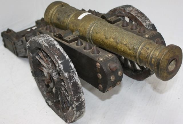 ORNATE MINIATURE BRASS CANNON ON