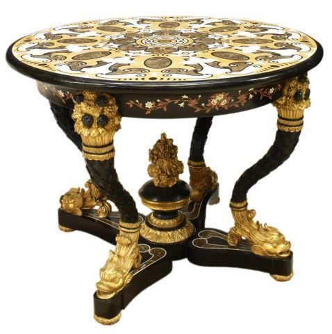 ORNATE PIETRA DURA DOLPHIN BASE