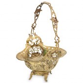 ORNATE RETICULATED BRASS BASKE