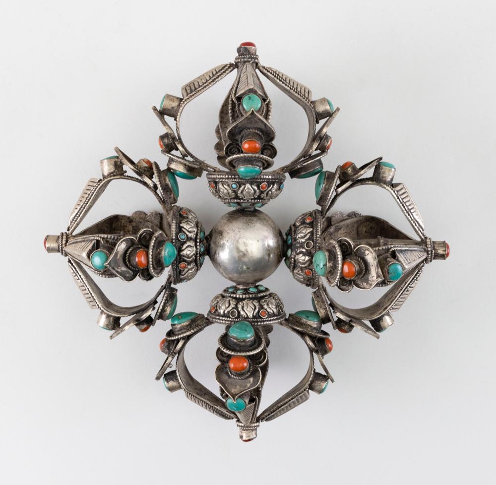 ORNATE TIBETAN DOUBLE VAJRA LATE