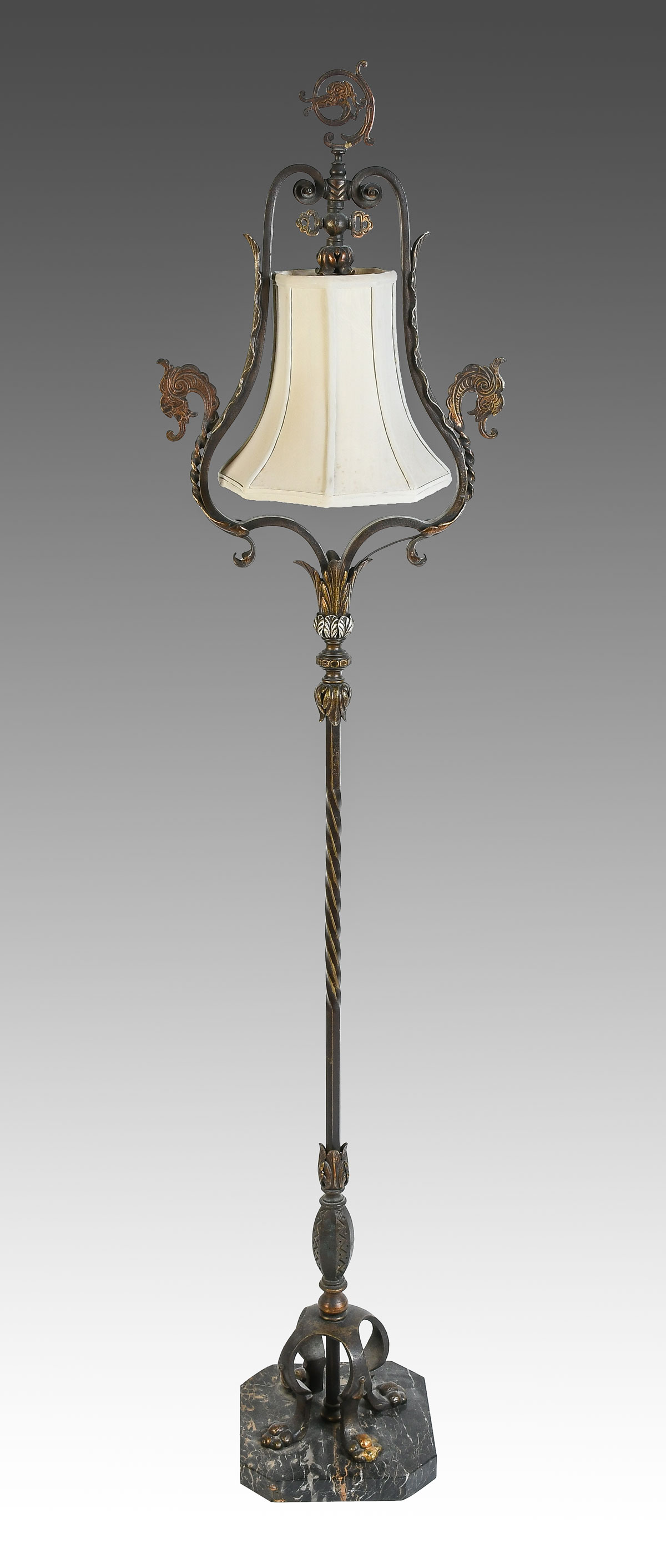 ORNATE WROUGHT IRON FLOOR LAMP: