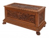 ORNATELY CARVED CHEST EARLY 20