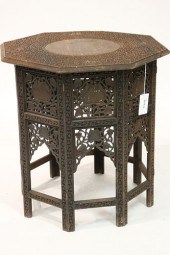 ORNATELY CARVED INDIAN TEAK TA