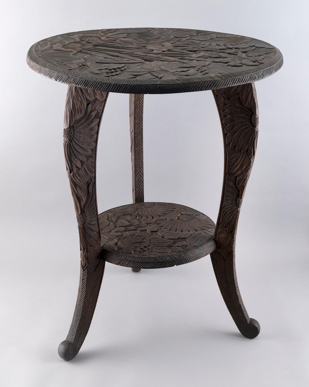 ORNATELY CARVED TWO-TIER STAND LATE