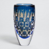 Orrefors Ariel Blue Glass Vase