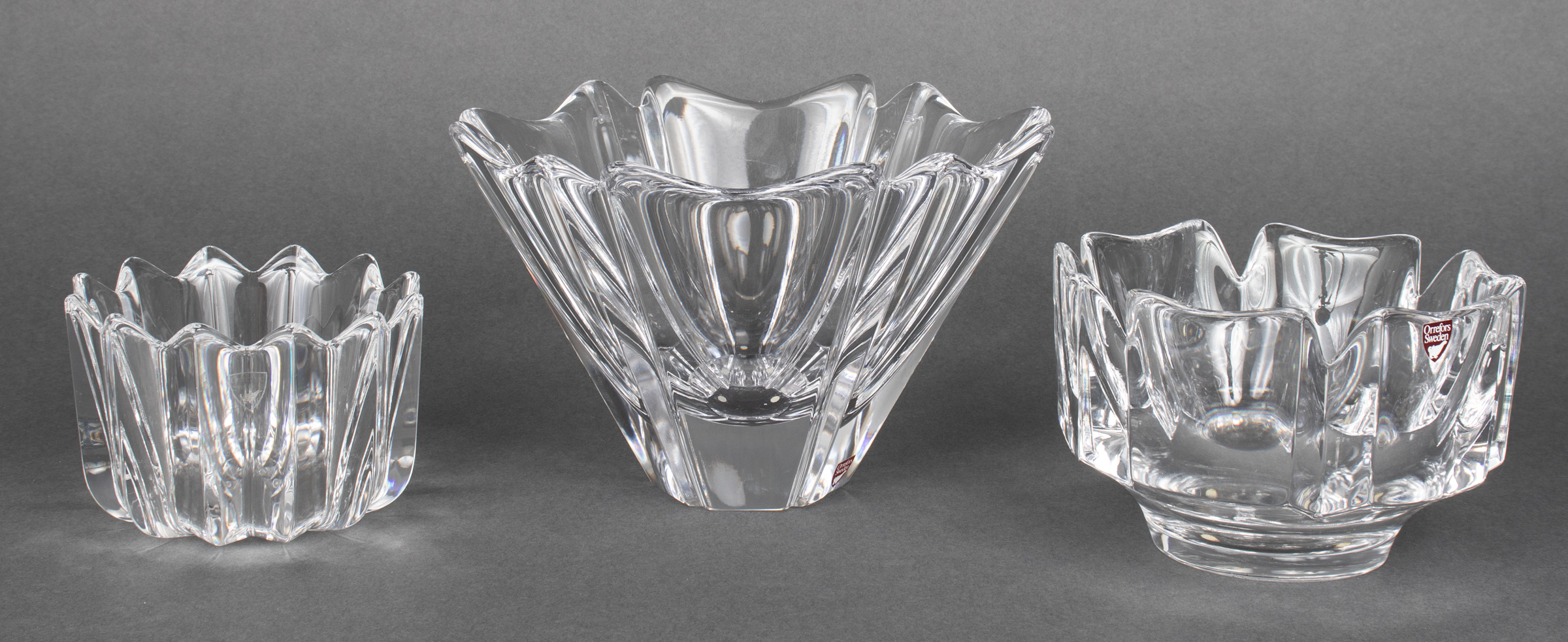 ORREFORS ASSORTED CRYSTAL BOWLS,