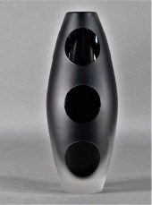 ORREFORS MODERNIST BLACK AMETH