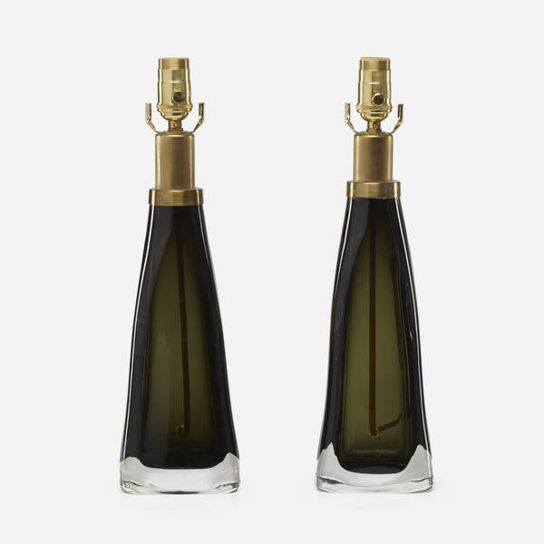 Orrefors. Table lamps, pair. c.