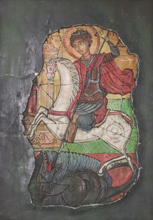 ORTHODOX ICON ENCAUSTIC ST GEORGE &