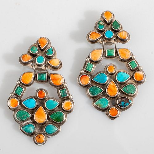 OSCAR BETZ STERLING MULTISTONE DROP