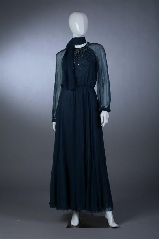 OSCAR DE LA RENTA NAVY CHIFFON