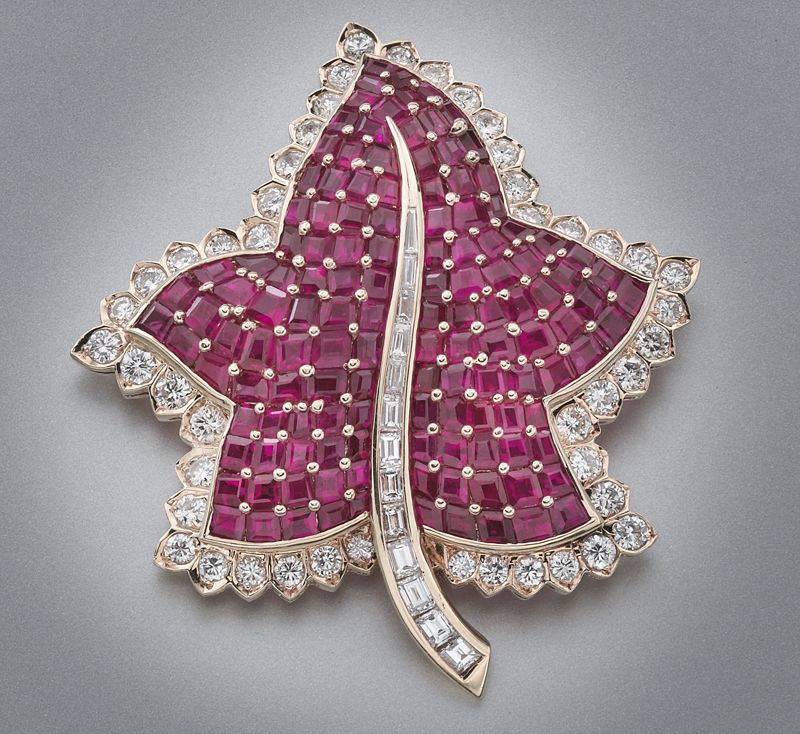 Oscar Heyman diamond and ruby maple