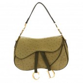 OSTRICH DOUBLE FLAP SADDLE BAG