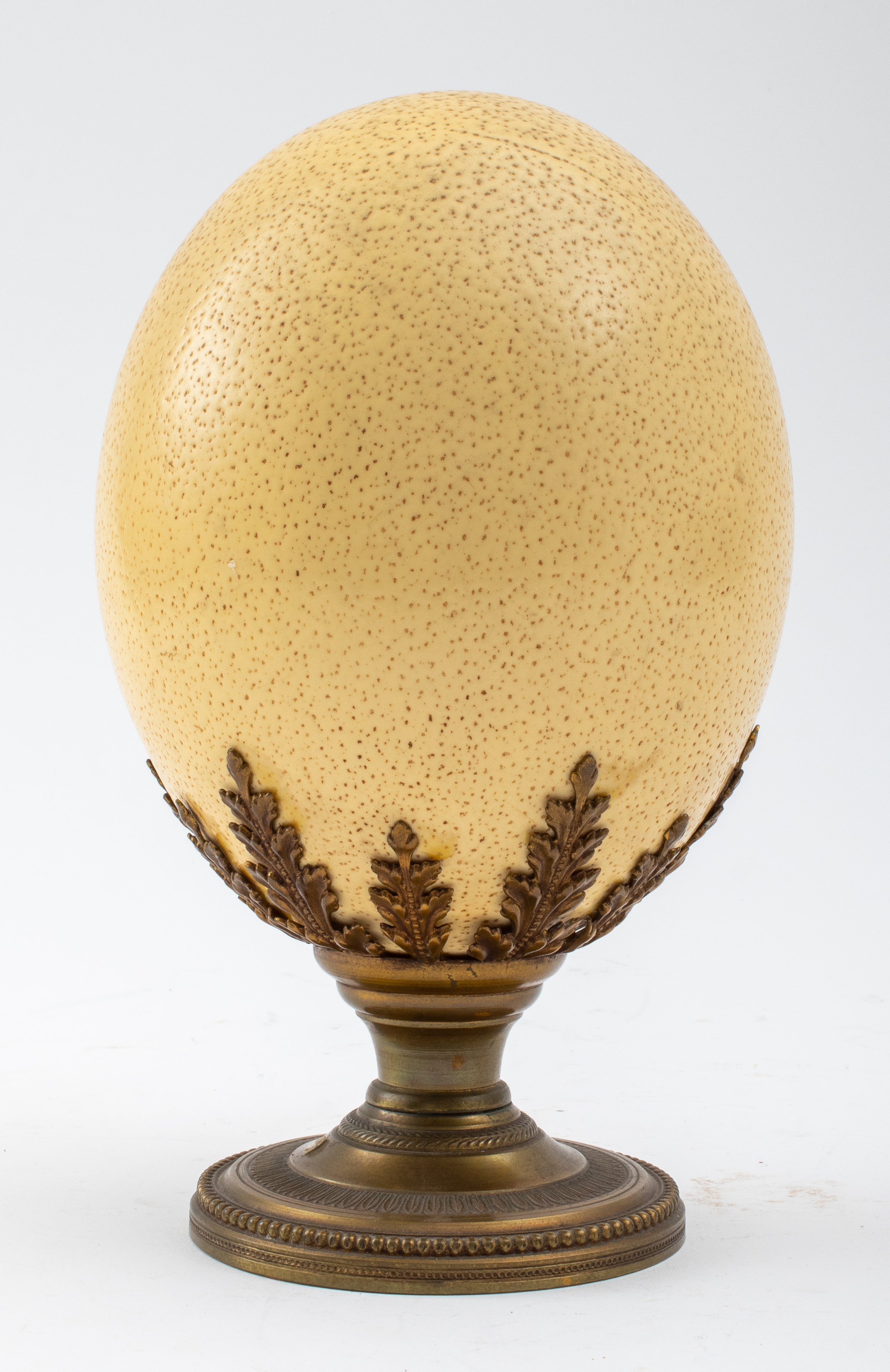 OSTRICH EGG ON BRASS STAND