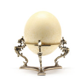 OSTRICH EGG ON FIGURAL BRASS S