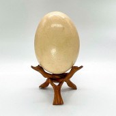 OSTRICH EGG WITH CARVED WOOD C