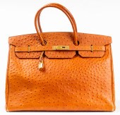 OSTRICH-PRINT LEATHER 40CM HAN