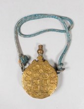 OTTOMAN BRASS GUNPOWDER FLASKA