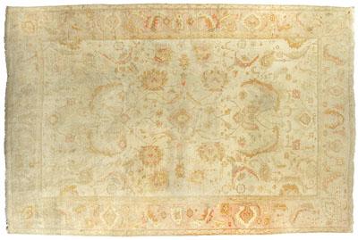 Oushak carpet, repeating floral and