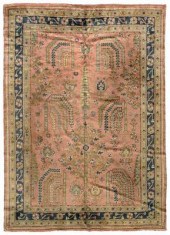 Oushak rug, pale green leaf de