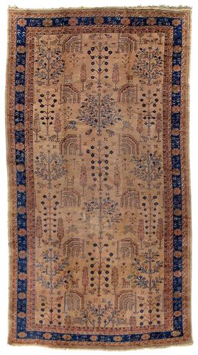 Oushak rug, repeating tree, leaf
