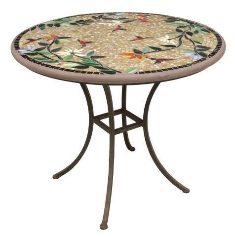 OUTDOOR IRON PATIO TABLE W/