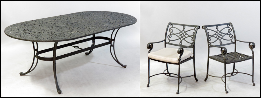 OUTDOOR METAL DINING SUITE.
