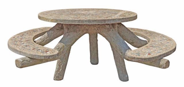 OUTDOOR MOSAIC-TOP FAUX BOIS