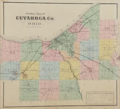 Outline Map of Cuyhoga County,