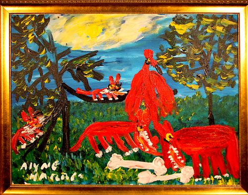 OUTSIDER ART, ALYNE HARRIS, RED