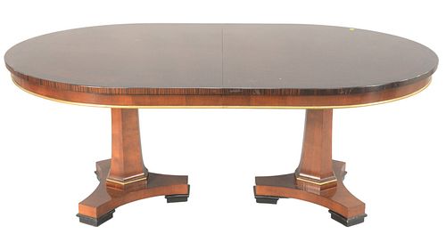 OVAL BANDED INLAID DINING TABLE,