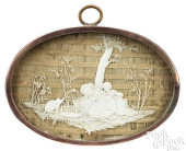 OVAL BRASS AND GOLD IVORY RELI