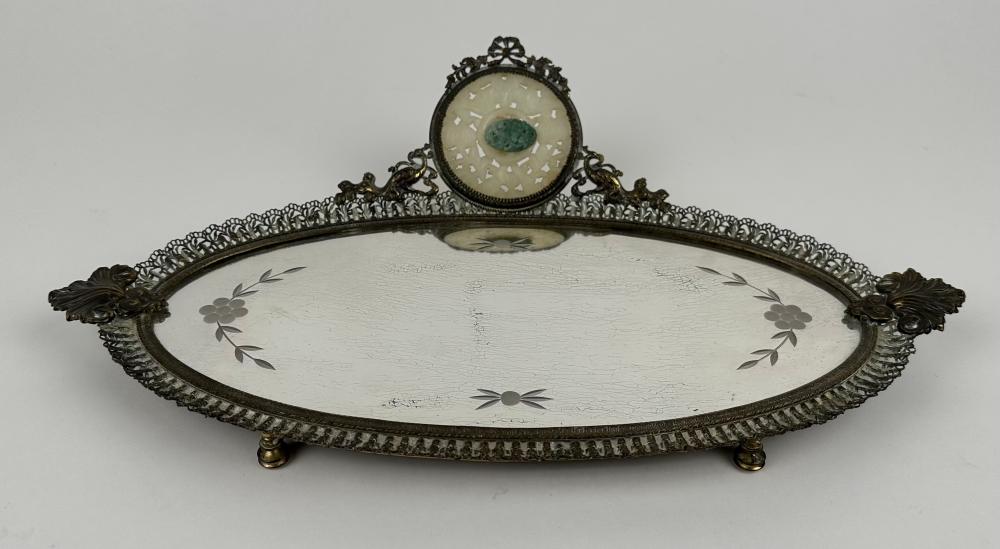 OVAL BRASS ORMOLU MIRRORED
