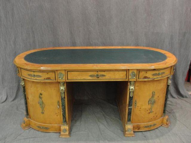 Oval Burlwood and Leathertop Empire