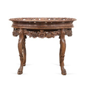 OVAL CARVED WOOD OCCASIONAL TA