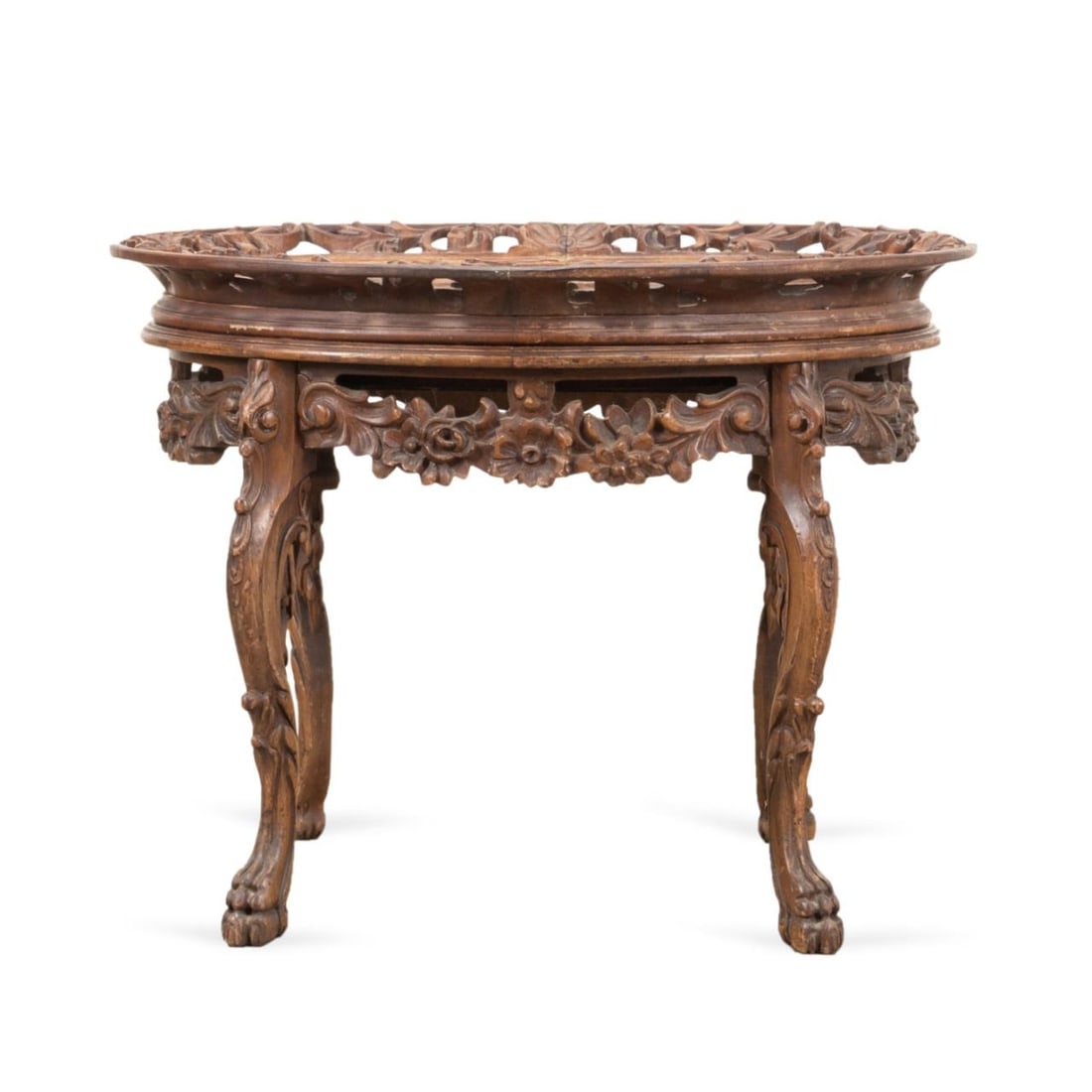 OVAL CARVED WOOD OCCASIONAL