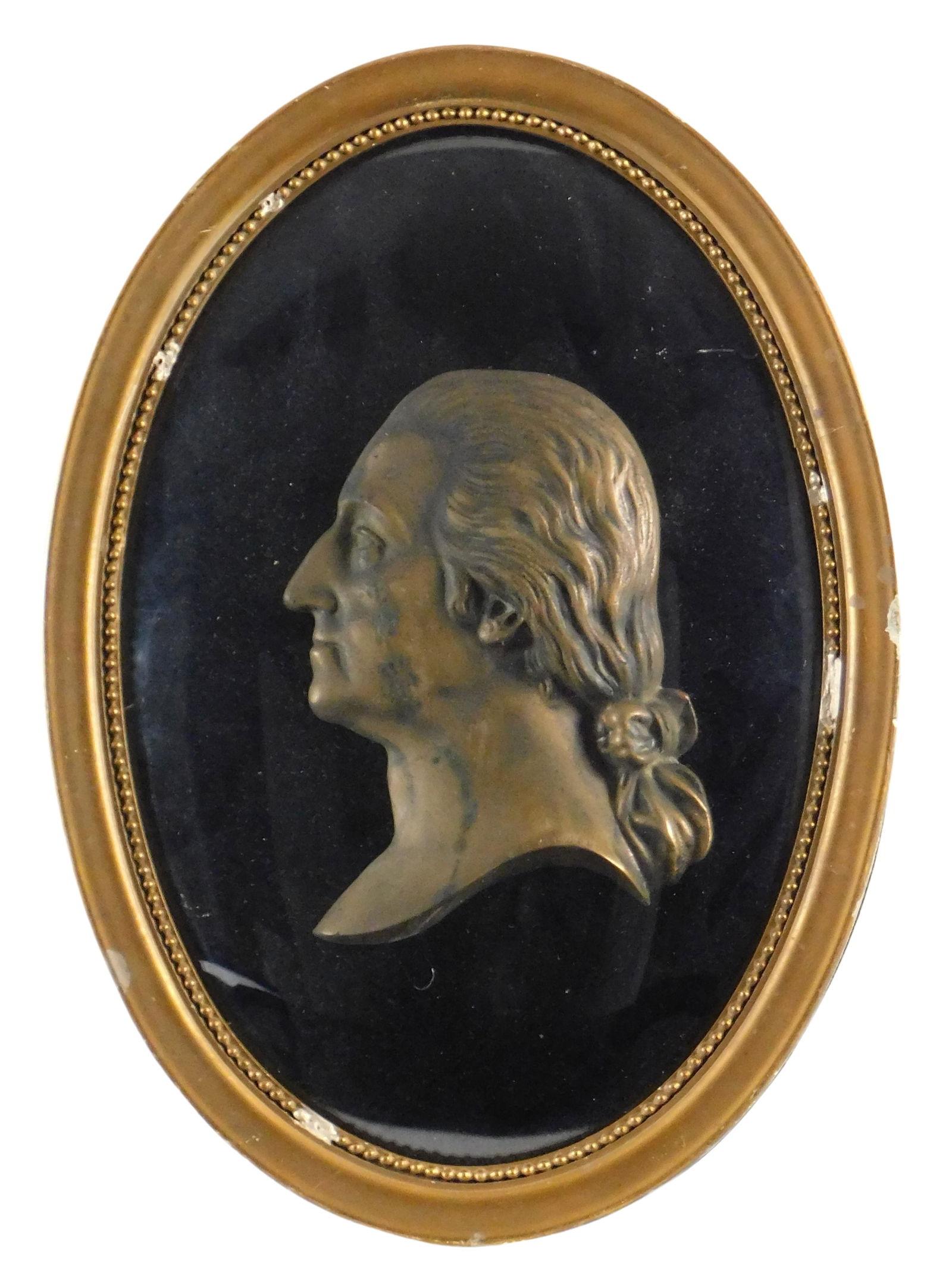 OVAL FRAMED CAST BRONZE BUST OF