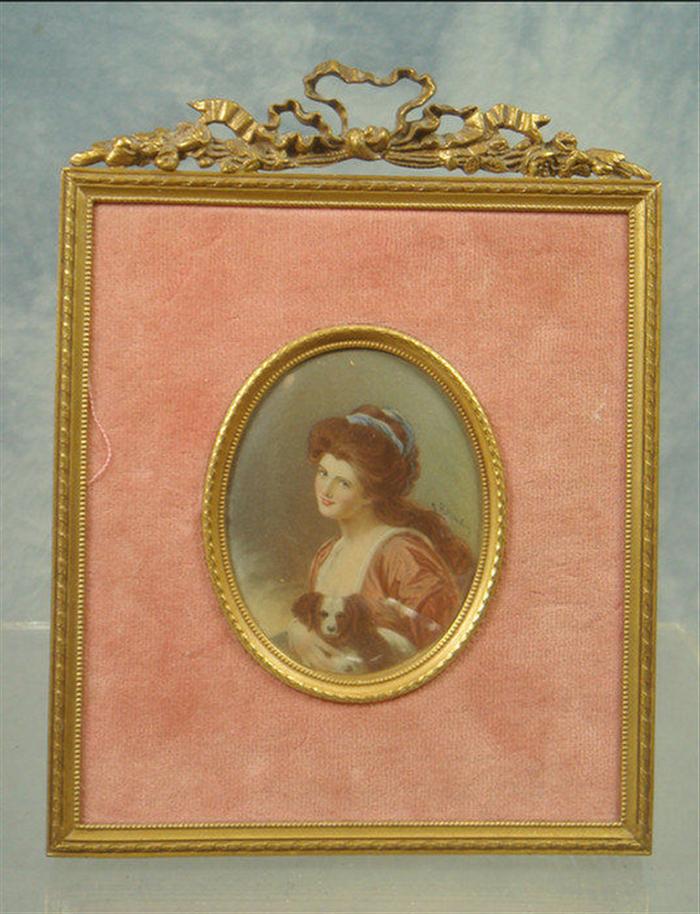 Oval handpainted portrait on ivory,