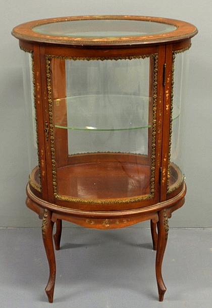 Oval Italian mahogany vitrine